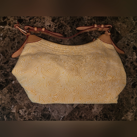 DOONEY & BOURKE Yellow Fabric Hobo Handbag Purse - Picture 5 of 11